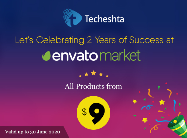 Techeshta is celebrating 2 Years of Success at Envato Market